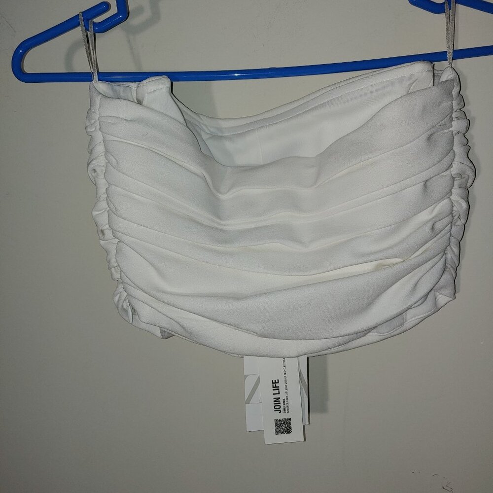 NWT Zara Strapless Ruched Quarter Shell Corset Top Size XS White - Picture 3 of 5